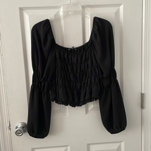 Boohoo ruched balloon sleeve top